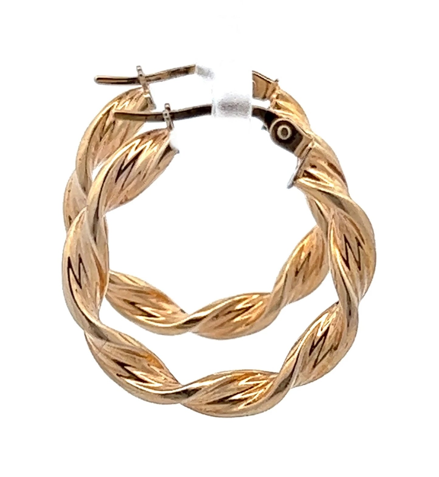 9Ct Yellow Gold 3.35 x 15.5mm Twisted Hoops
