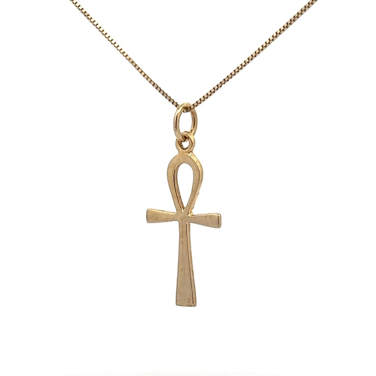 14Ct Yellow Gold Egyptian Ankh Cross Charm Pendant
