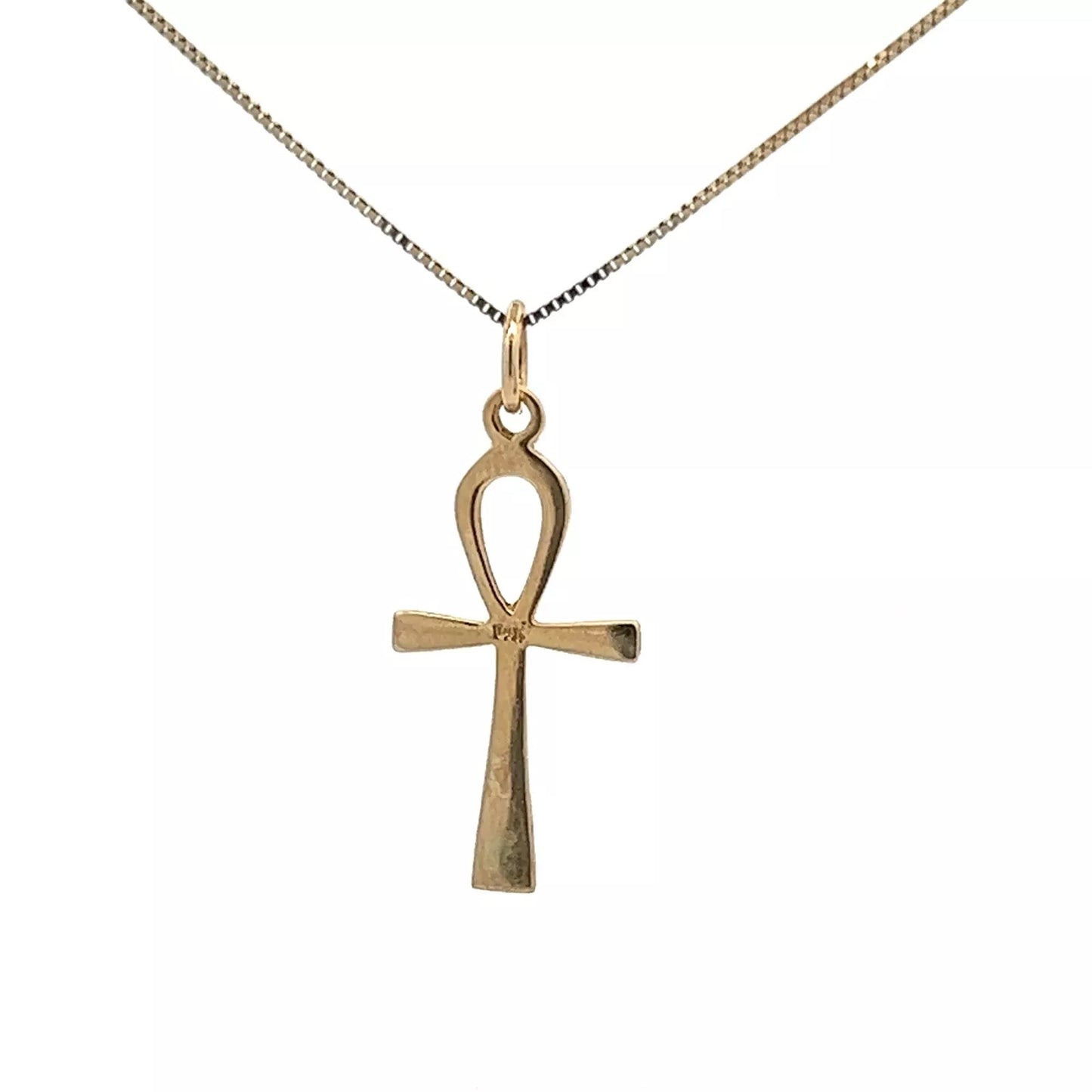 14Ct Yellow Gold Egyptian Ankh Cross Charm Pendant