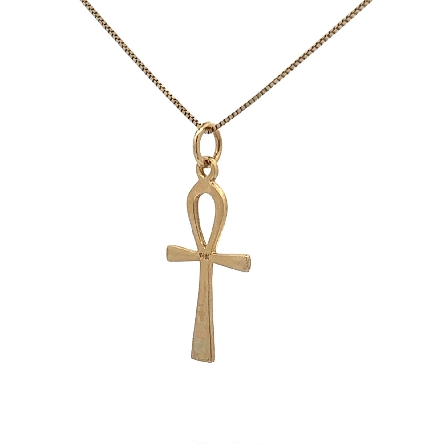 14Ct Yellow Gold Egyptian Ankh Cross Charm Pendant