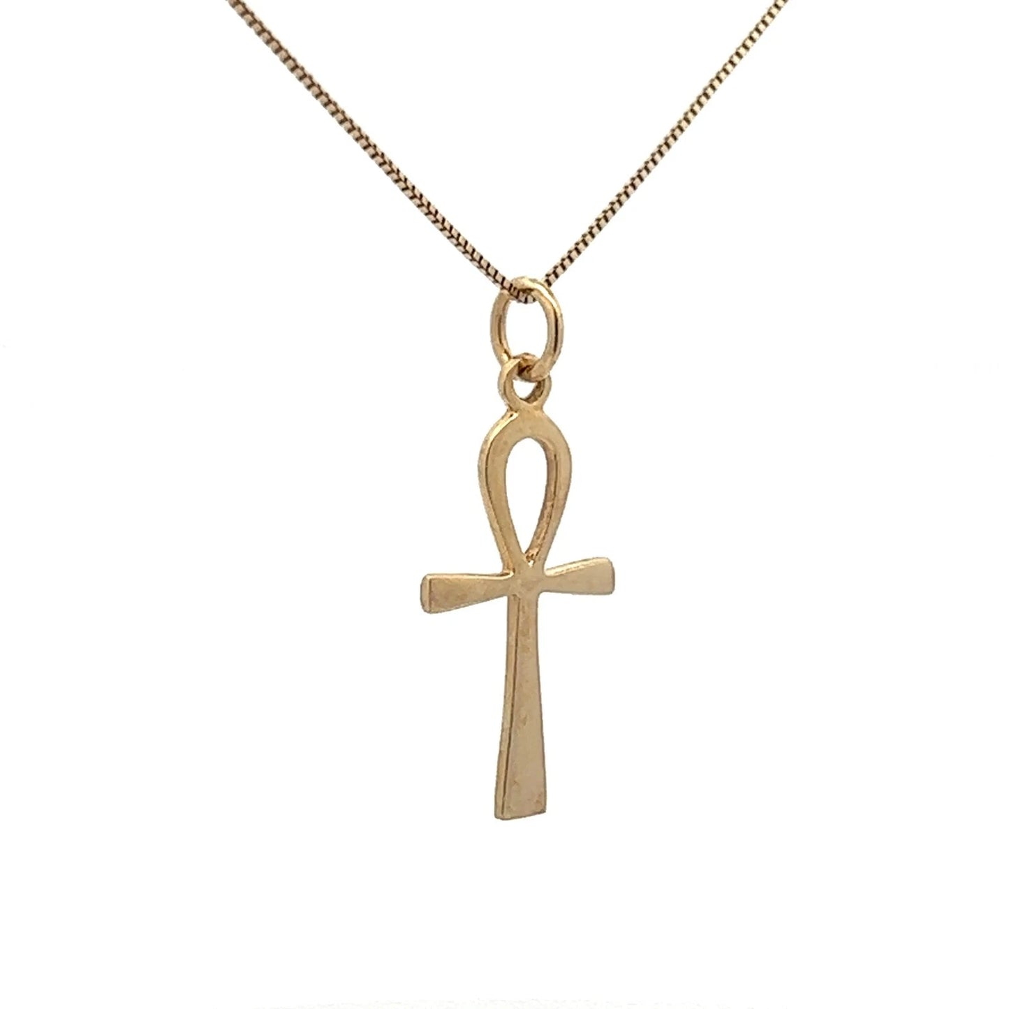 14Ct Yellow Gold Egyptian Ankh Cross Charm Pendant