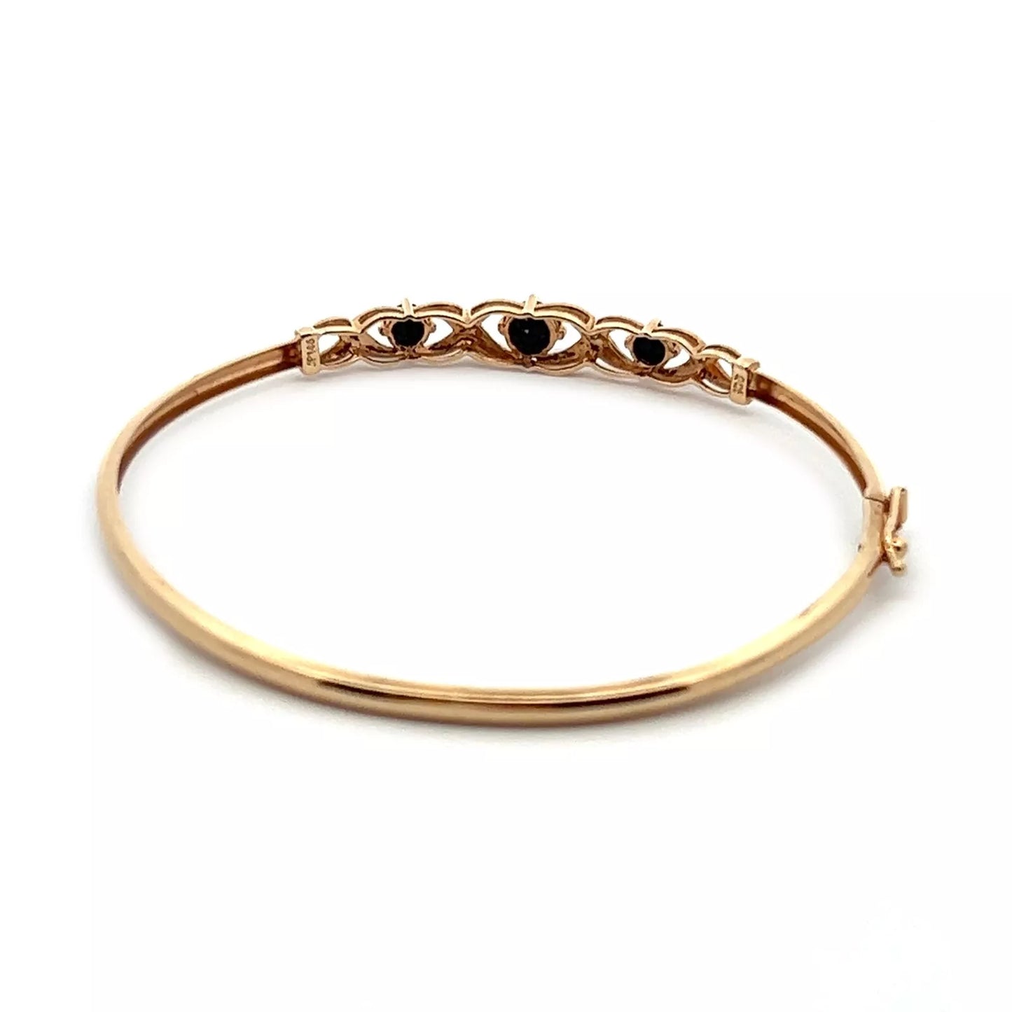9Ct Yellow Gold, Sapphire and Diamond Hinged Bangle