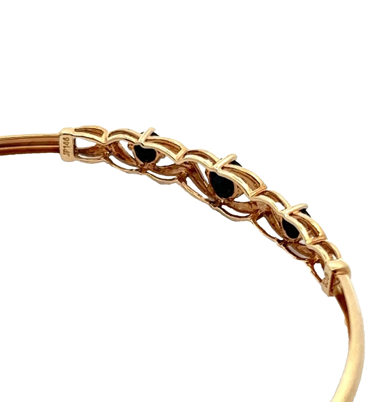 9Ct Yellow Gold, Sapphire and Diamond Hinged Bangle