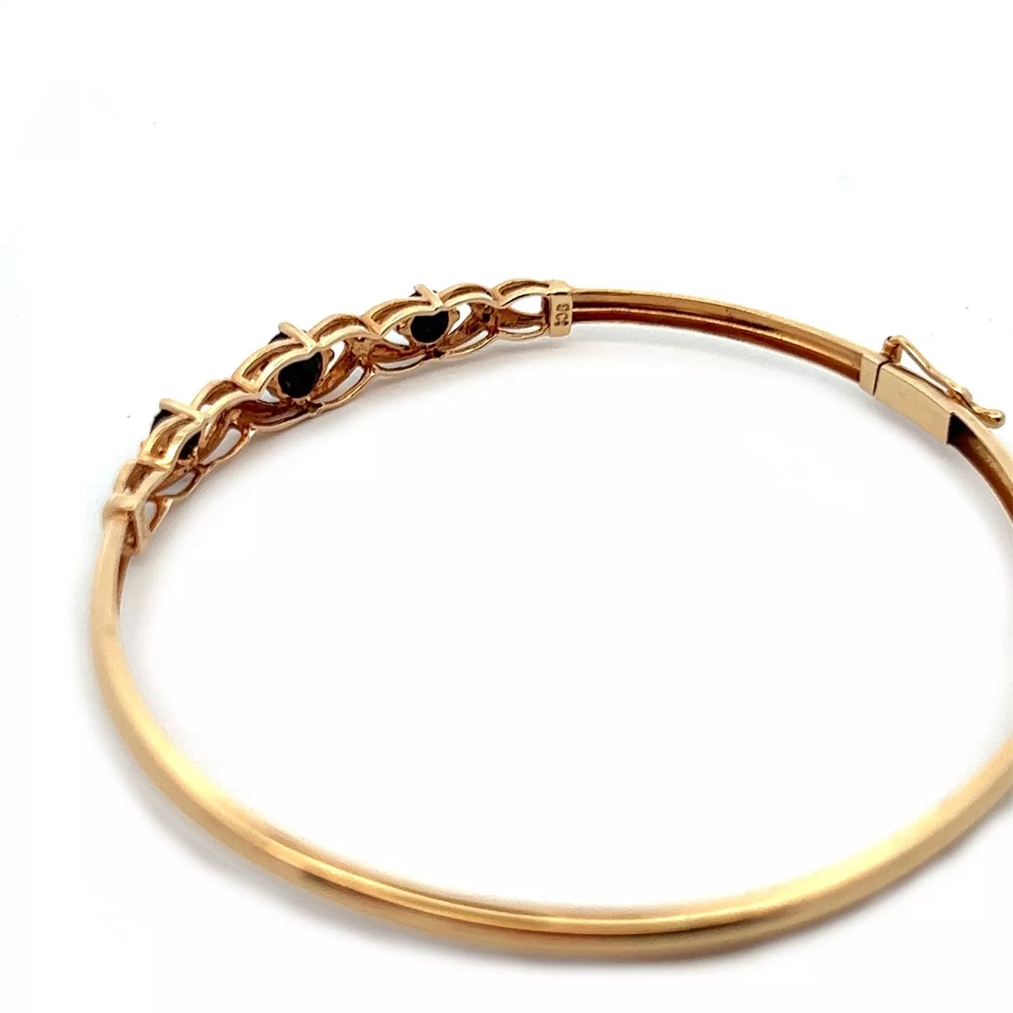 9Ct Yellow Gold, Sapphire and Diamond Hinged Bangle