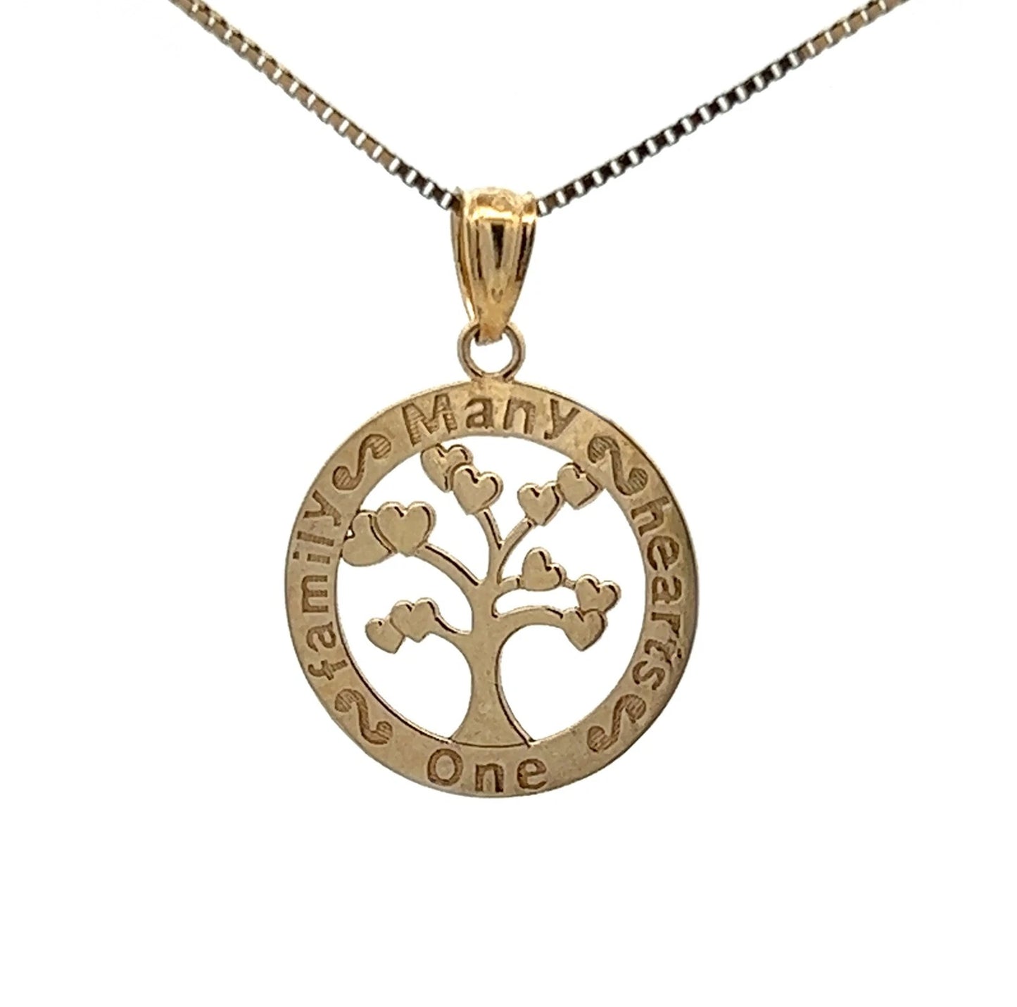 9Ct Yellow Gold Tree of Life Message Pendant