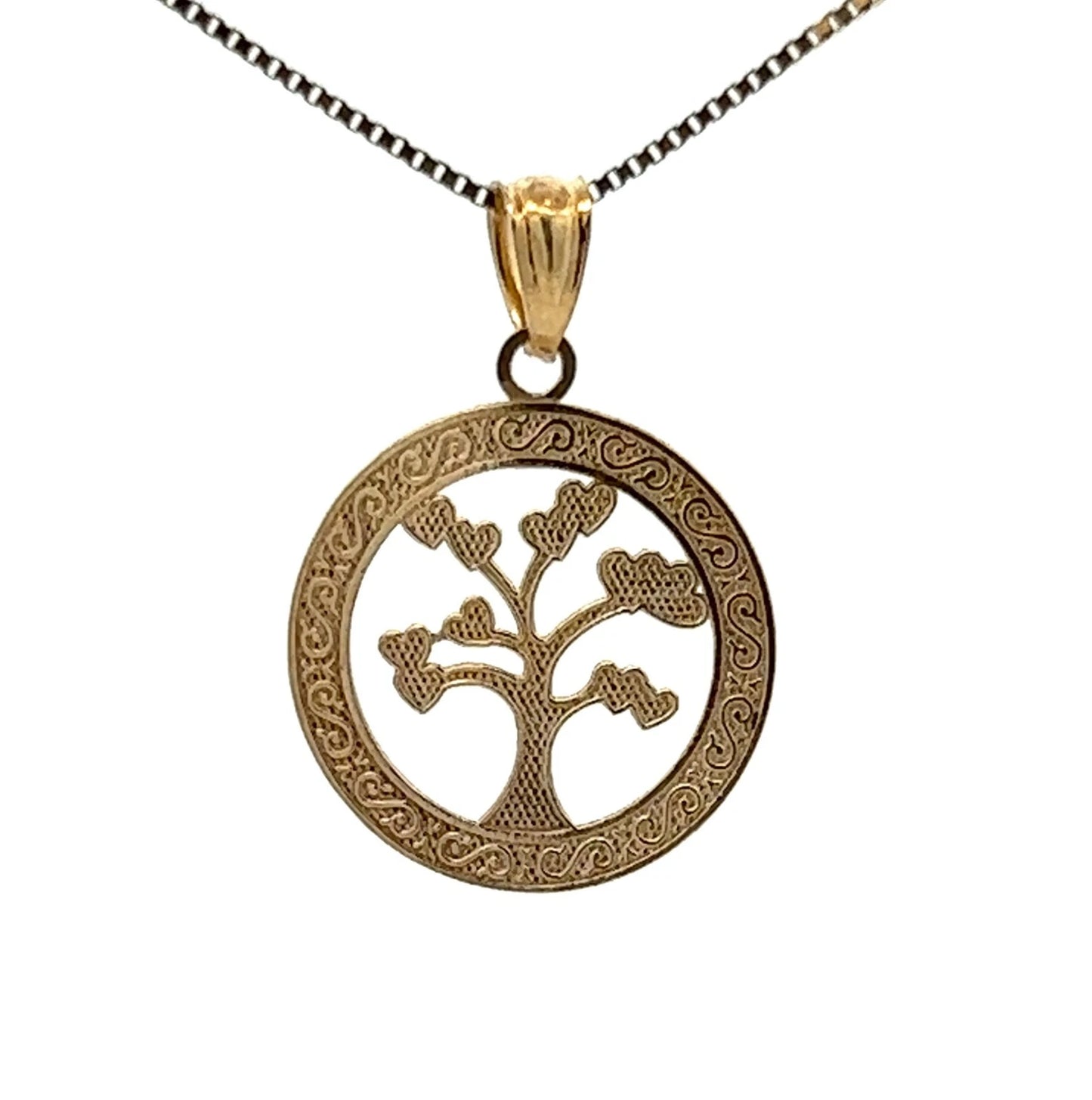 9Ct Yellow Gold Tree of Life Message Pendant