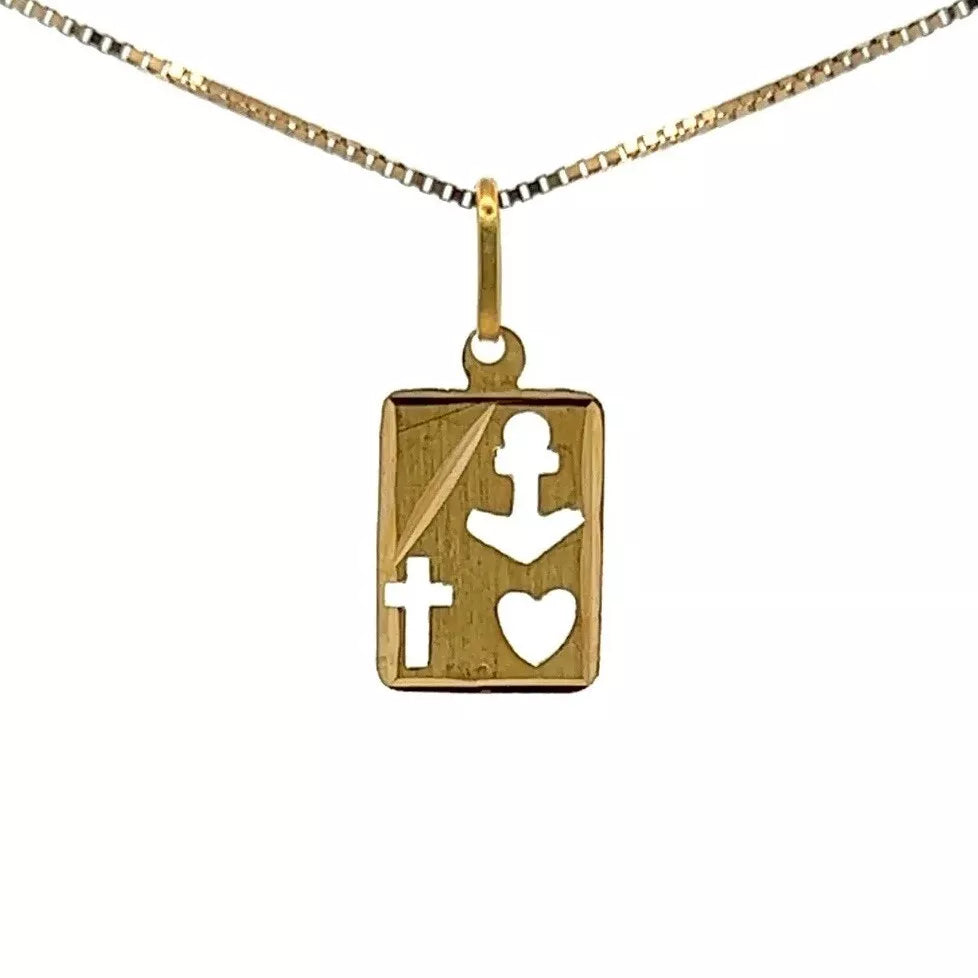18Ct Yellow Gold Vintage 'Faith, Hope & Charity' Pendant