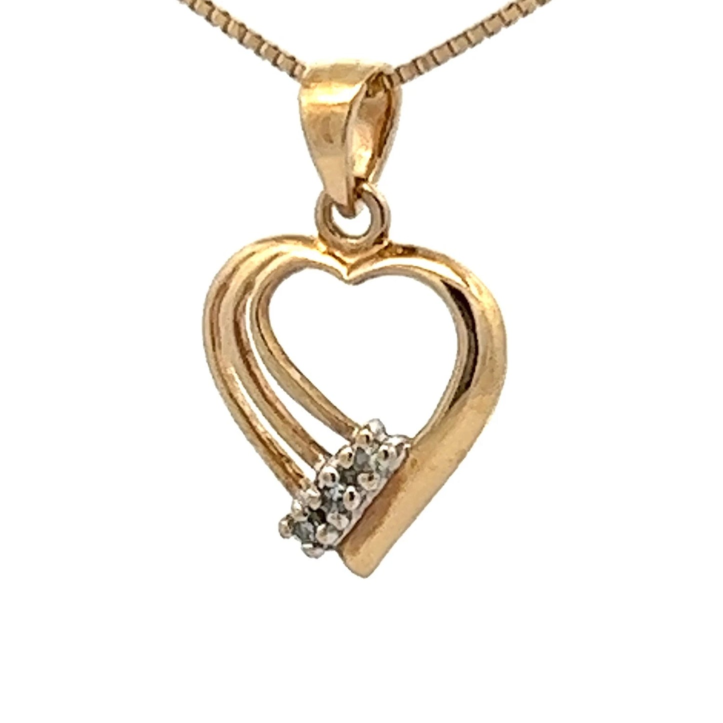 9Ct Yellow Gold Flared Heart Diamond Pendant