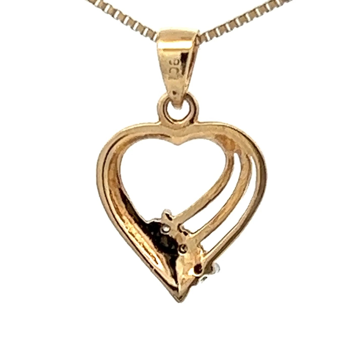 9Ct Yellow Gold Flared Heart Diamond Pendant