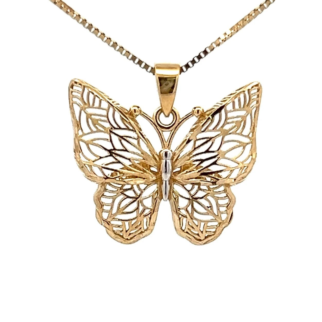 9Ct Two-Toned Gold Filigree Butterfly Charm Pendant