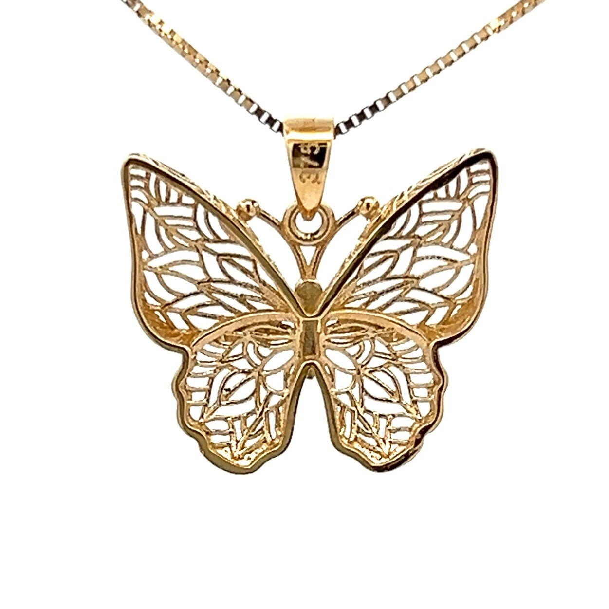 9Ct Two-Toned Gold Filigree Butterfly Charm Pendant