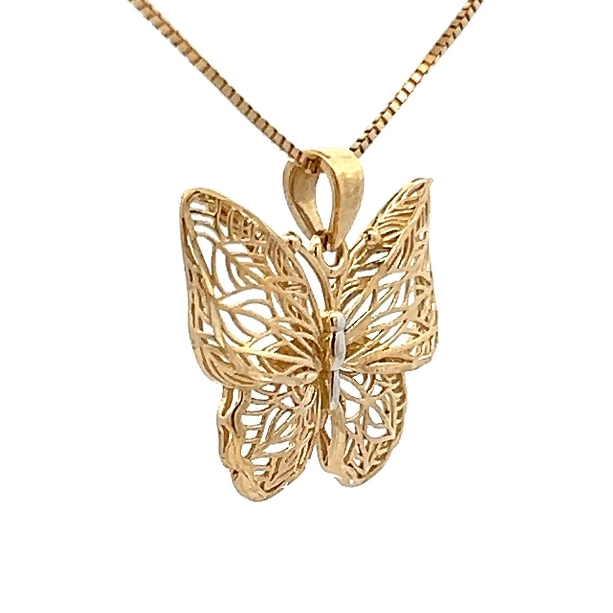 9Ct Two-Toned Gold Filigree Butterfly Charm Pendant