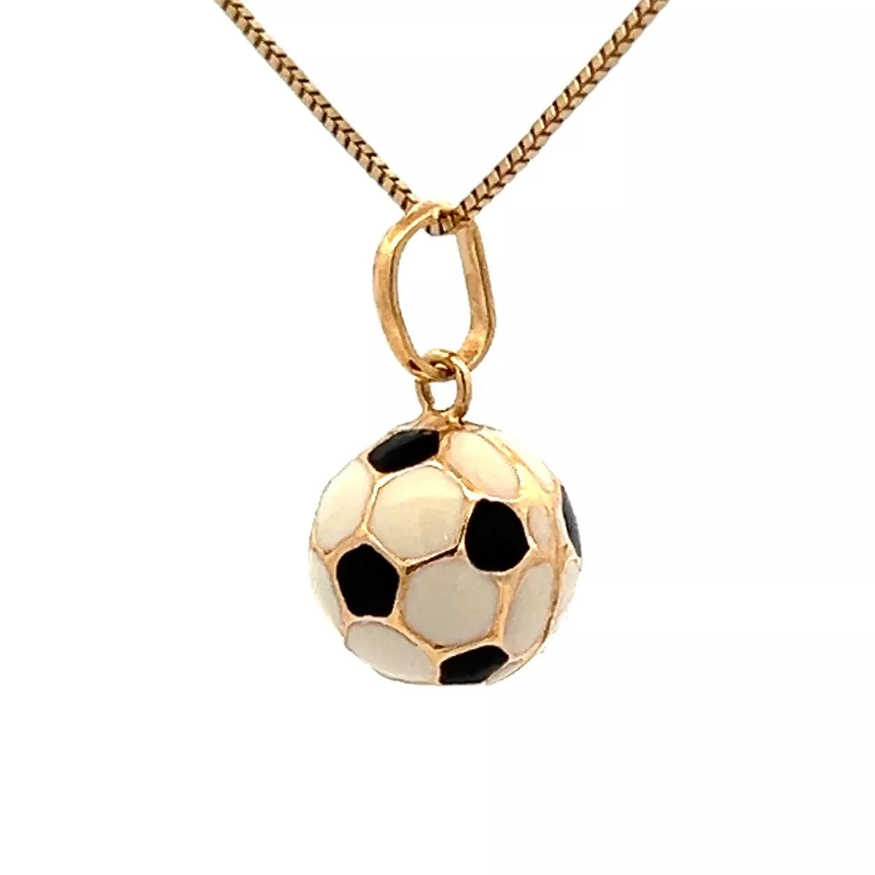 9Ct Yellow Gold 3D Enamel Soccer Ball Charm Pendant