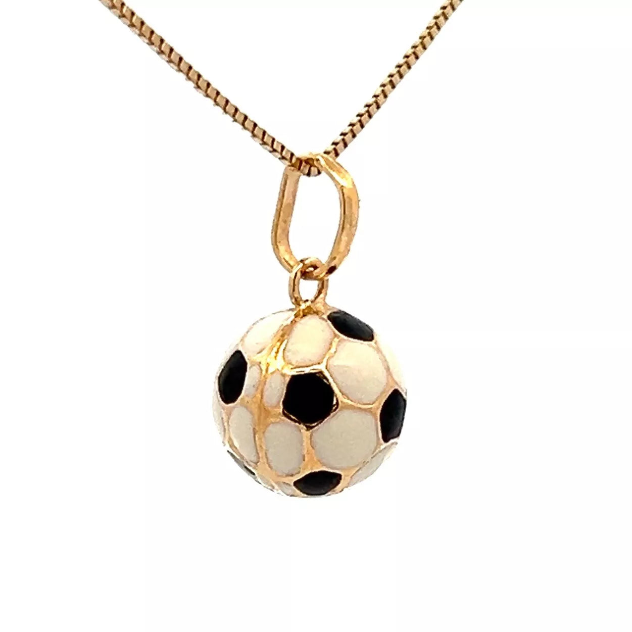 9Ct Yellow Gold 3D Enamel Soccer Ball Charm Pendant