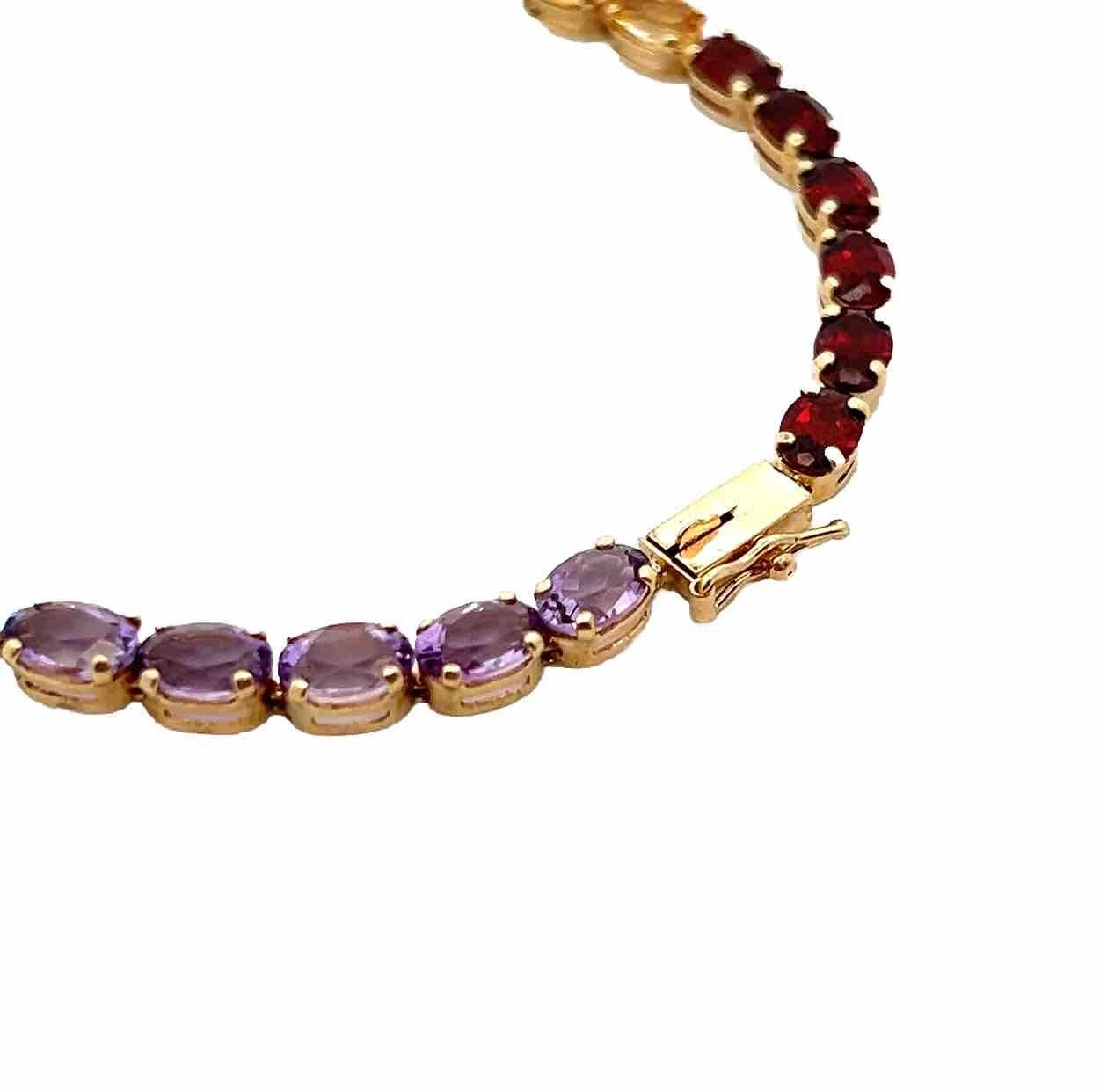 14Ct Yellow Gold 19cm Multi-Gemstone Oval Cut Claw Bracelet