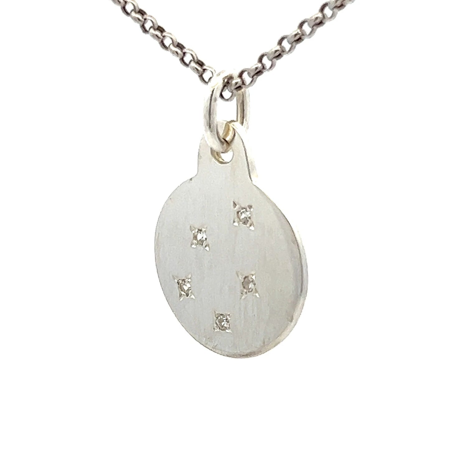Sterling Silver 925 and Cubic Zirconia Handmade Disc Charm Pendant