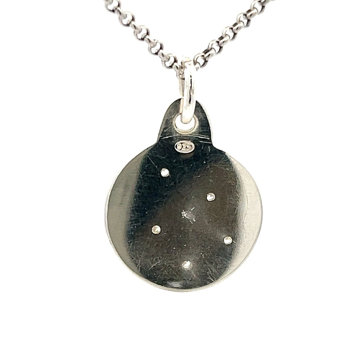 Sterling Silver 925 and Cubic Zirconia Handmade Disc Charm Pendant