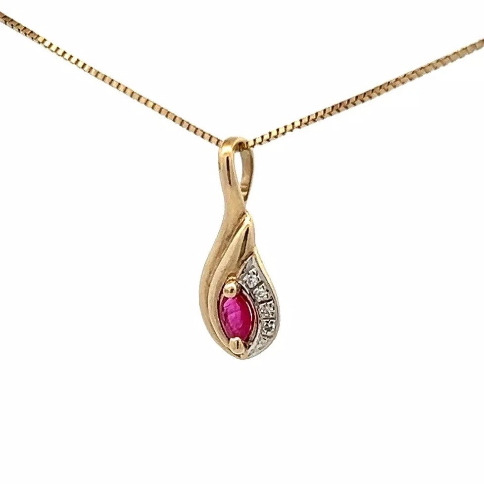 9Ct Yellow Gold Ruby & Diamond Accent Charm Pendant