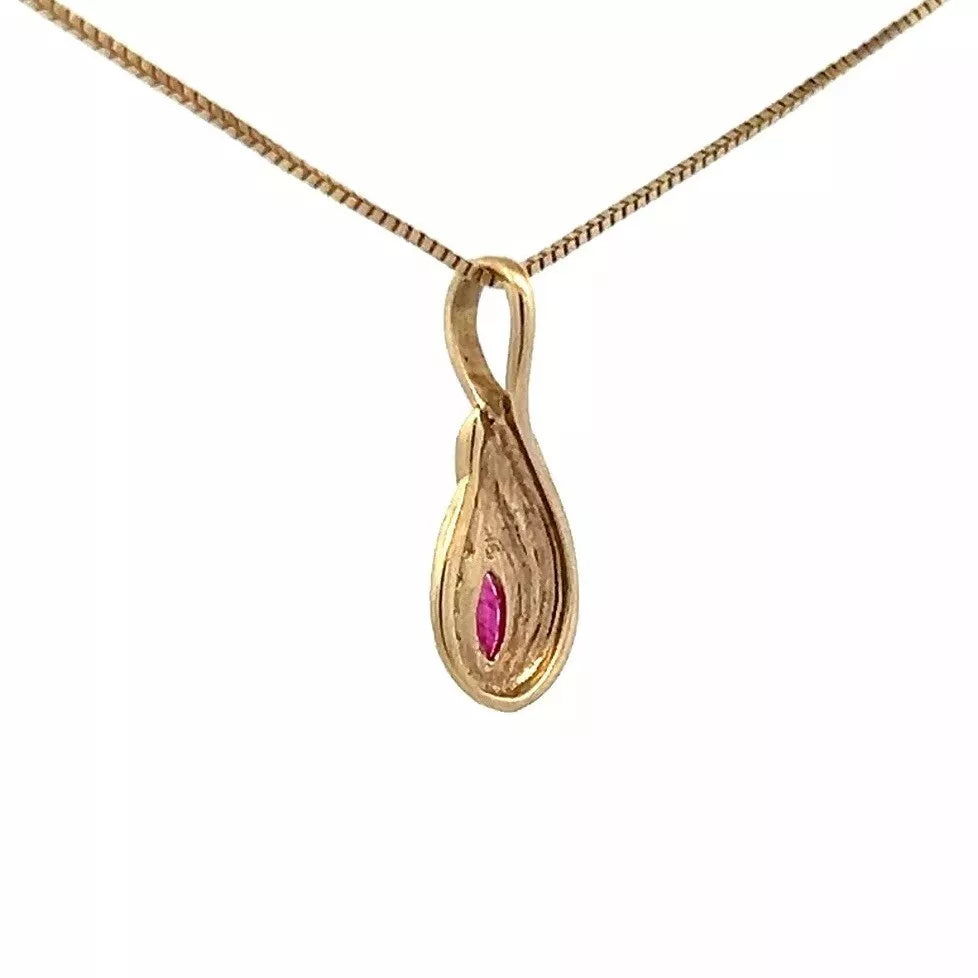 9Ct Yellow Gold Ruby & Diamond Accent Charm Pendant