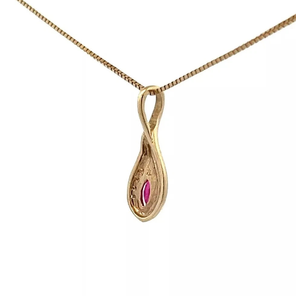 9Ct Yellow Gold Ruby & Diamond Accent Charm Pendant