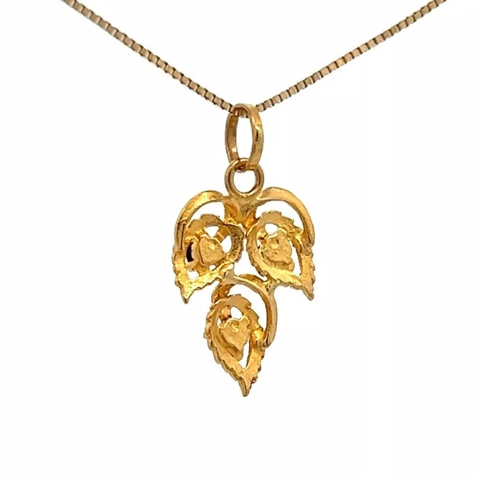 18Ct Yellow Gold Vintage Sapphire Set Floral Branch Charm Pendant