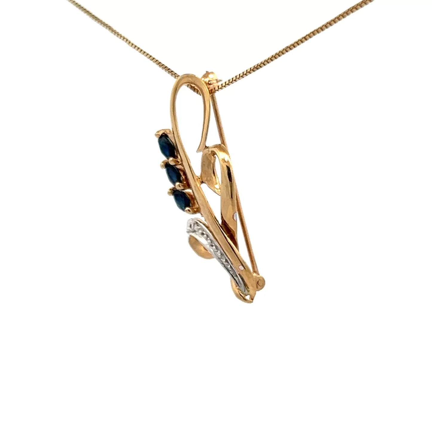 9Ct Yellow Gold Sapphire & Diamond Accent Spray Brooch