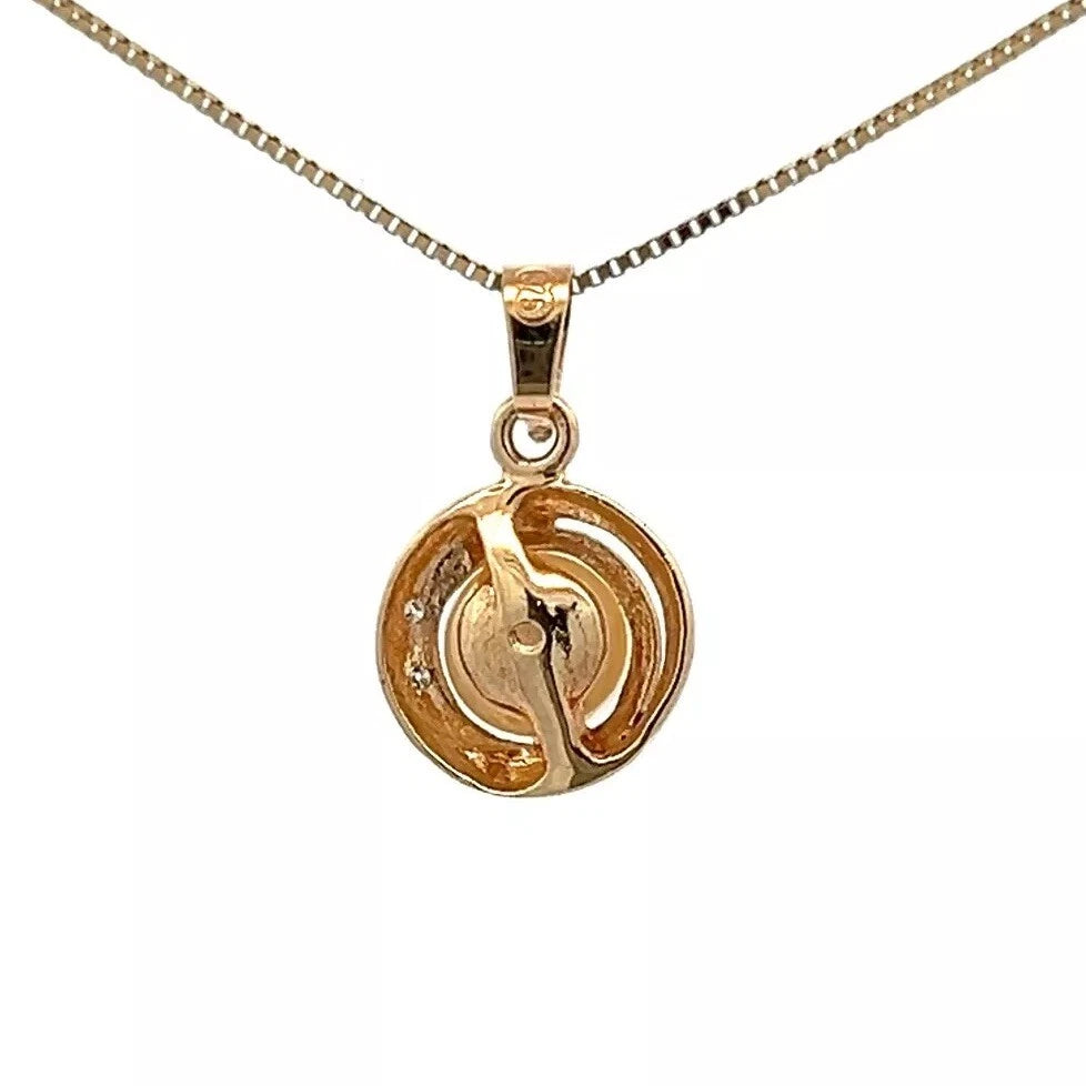9Ct Yellow Gold Cultured Pearl & Diamond Accent Pendant