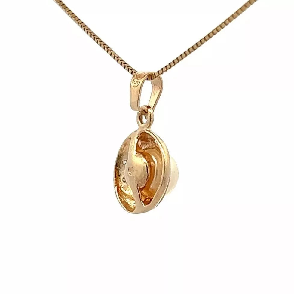 9Ct Yellow Gold Cultured Pearl & Diamond Accent Pendant