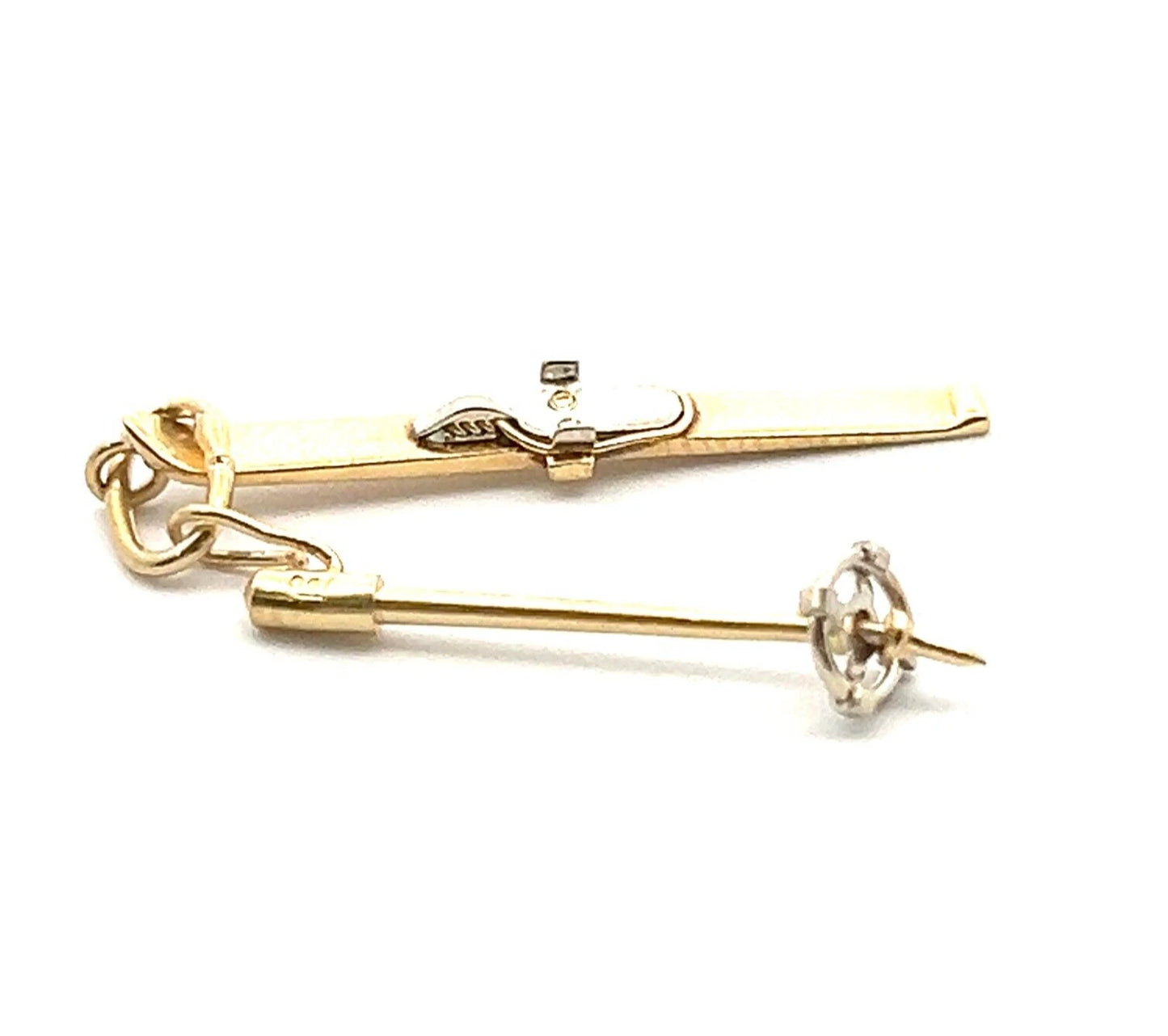 18Ct Two-Toned Gold Vintage Snow Ski Charm Pendant