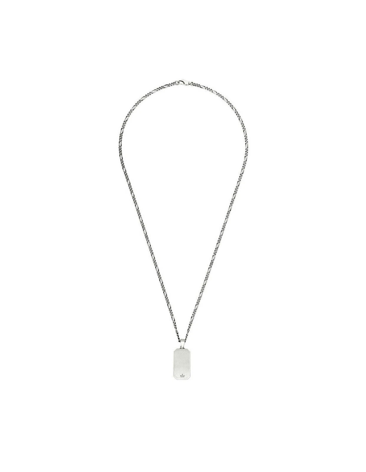 Gucci GG and Bee Engraved Pendant 50cm Necklace - 925 Sterling Silver