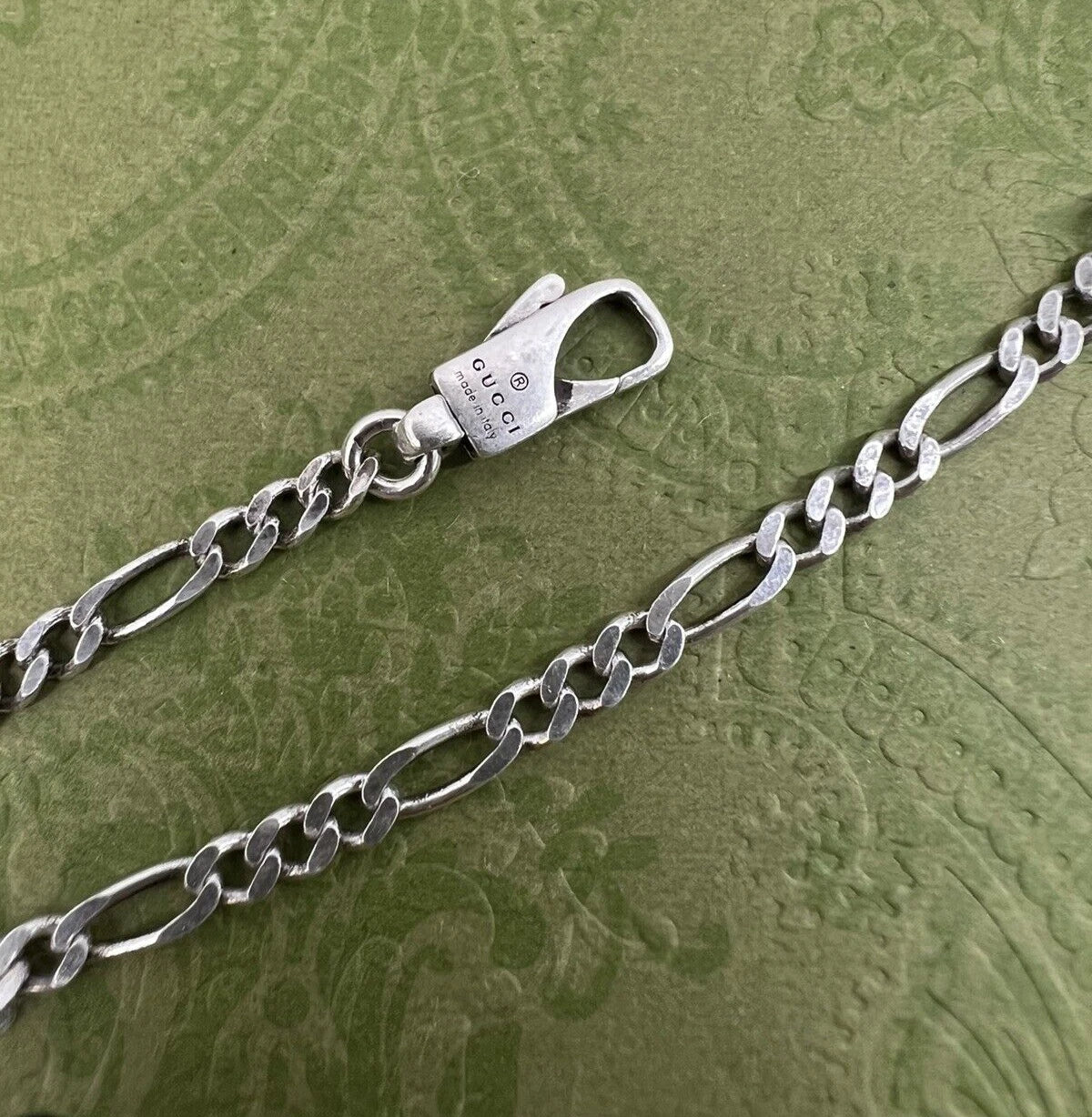 Gucci GG and Bee Engraved Pendant 50cm Necklace - 925 Sterling Silver