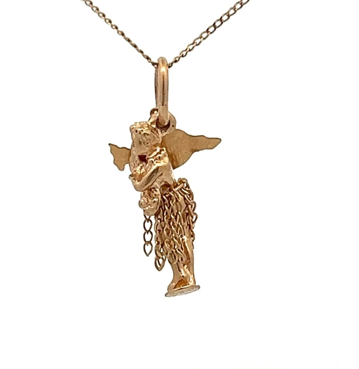 14Ct Yellow Gold Vintage Hawaiian Hula Girl Charm Pendant