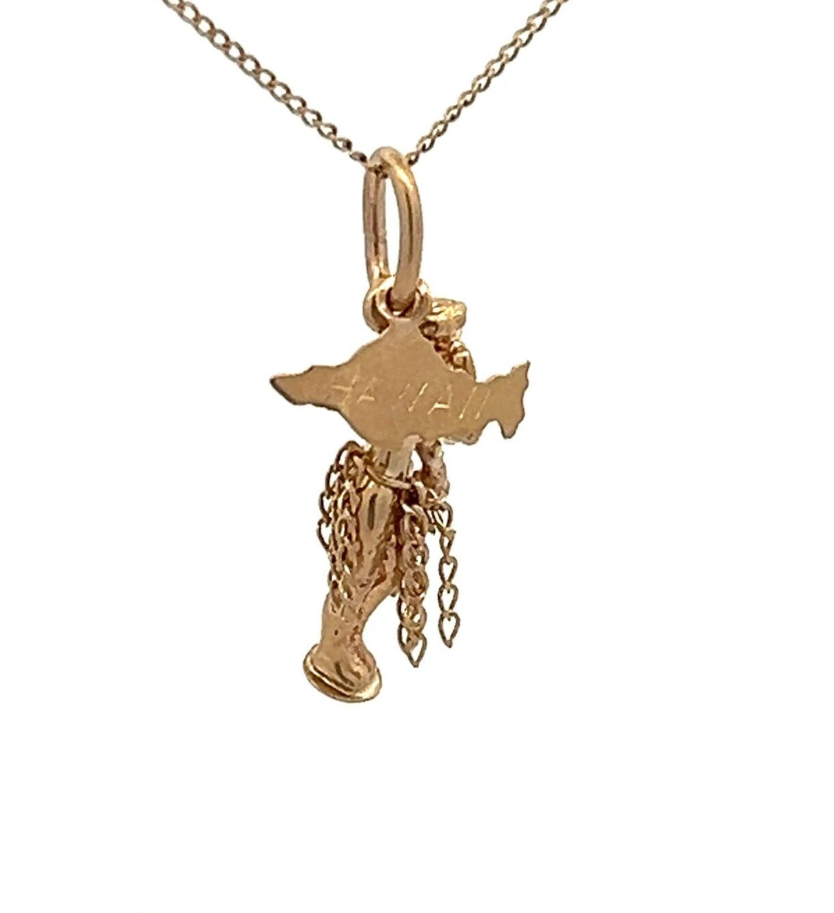 14Ct Yellow Gold Vintage Hawaiian Hula Girl Charm Pendant