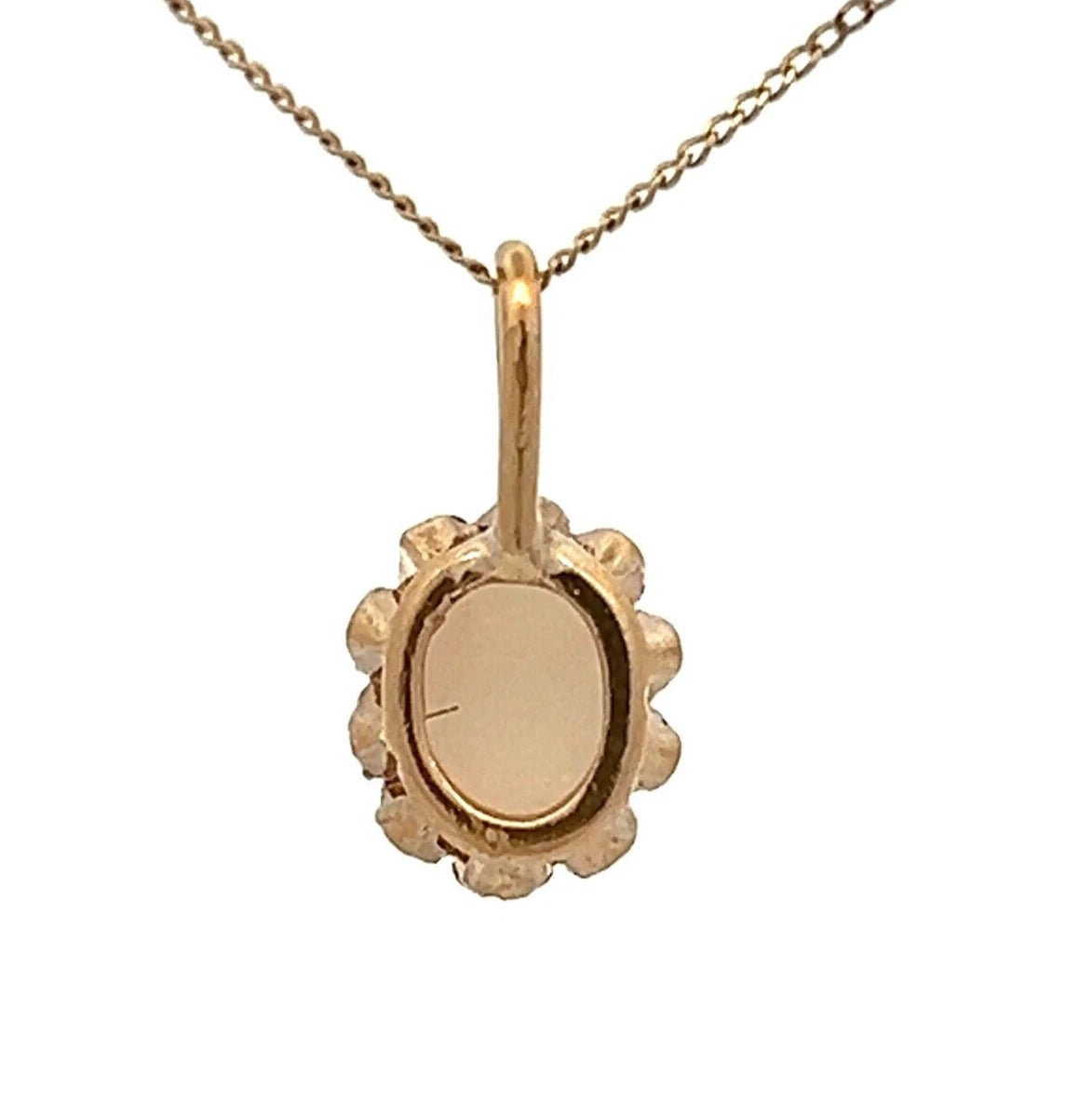 9Ct Yellow Gold Vintage Belcher Set Opal Charm Pendant