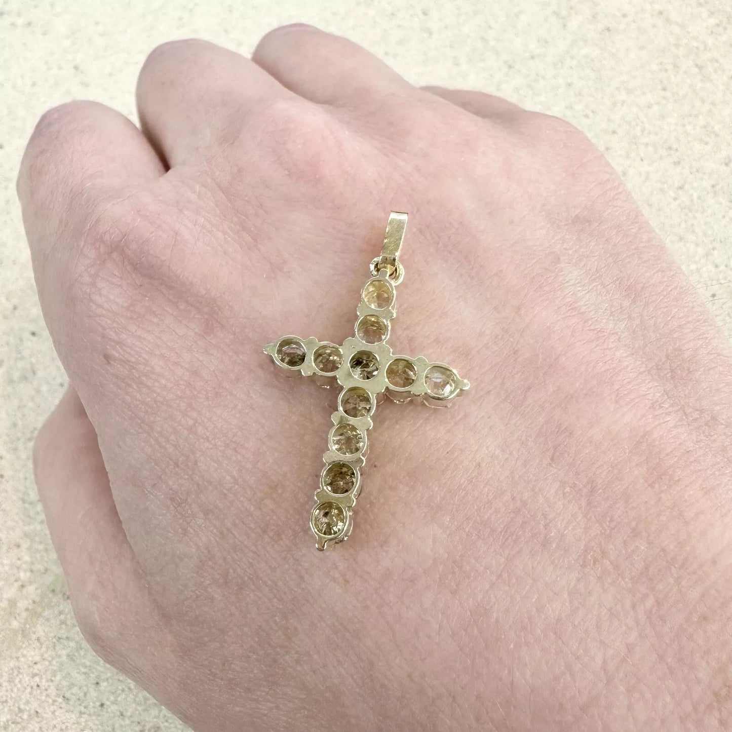 14Ct Yellow Gold 2.20 Ct TW Diamond Set Cross Pendant