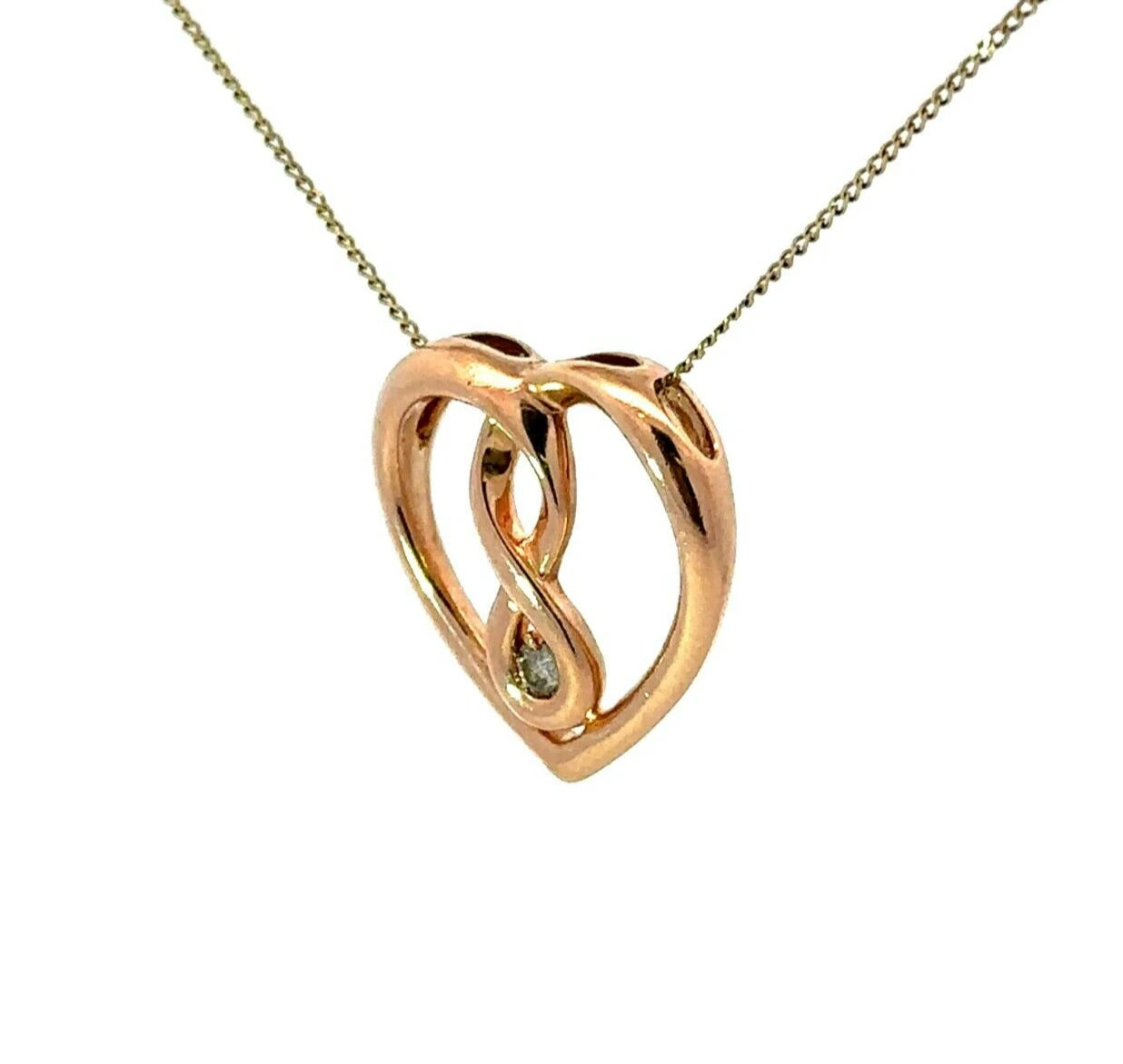 10Ct Yellow Gold 0.05 TW Diamond Set Infinity Heart Pendant