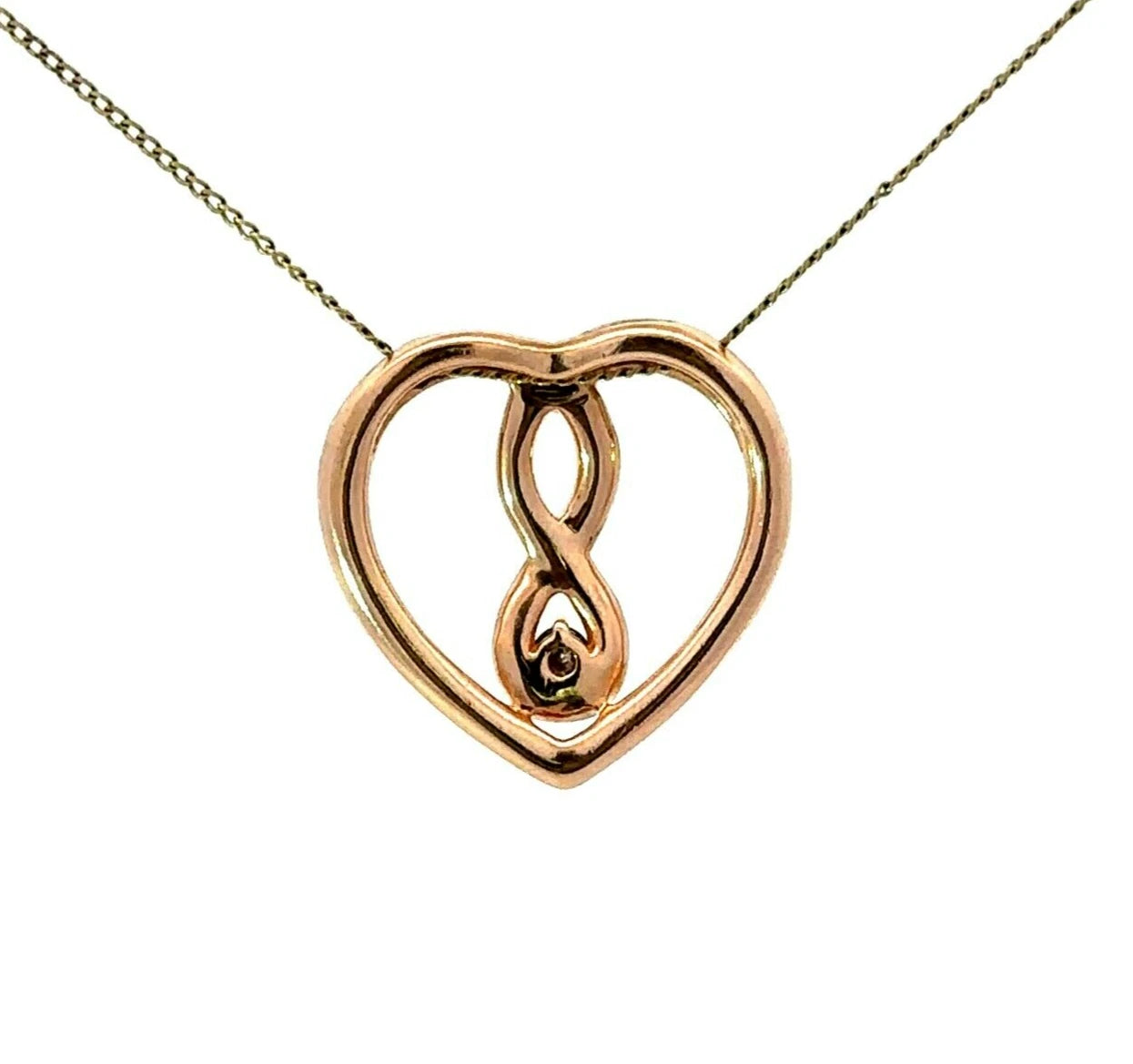 10Ct Yellow Gold 0.05 TW Diamond Set Infinity Heart Pendant
