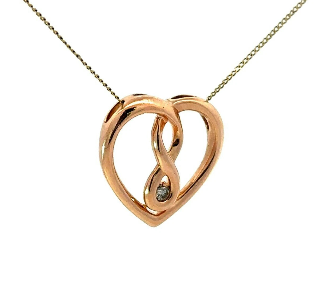 10Ct Yellow Gold 0.05 TW Diamond Set Infinity Heart Pendant