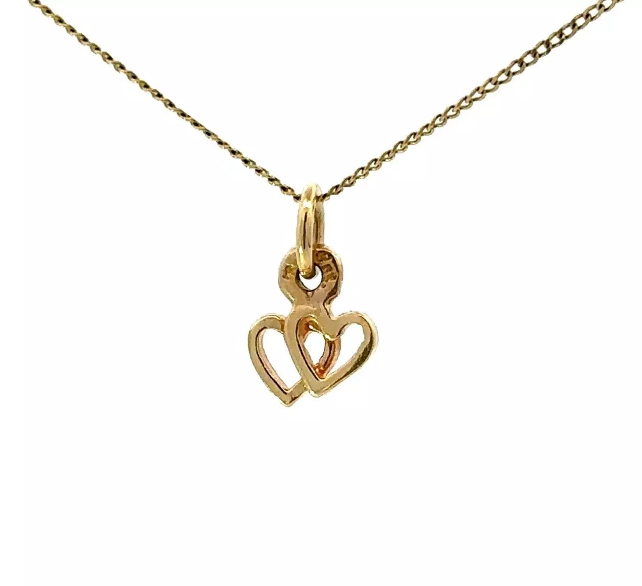 9Ct Yellow Gold Miniature Hearts Charm Pendant