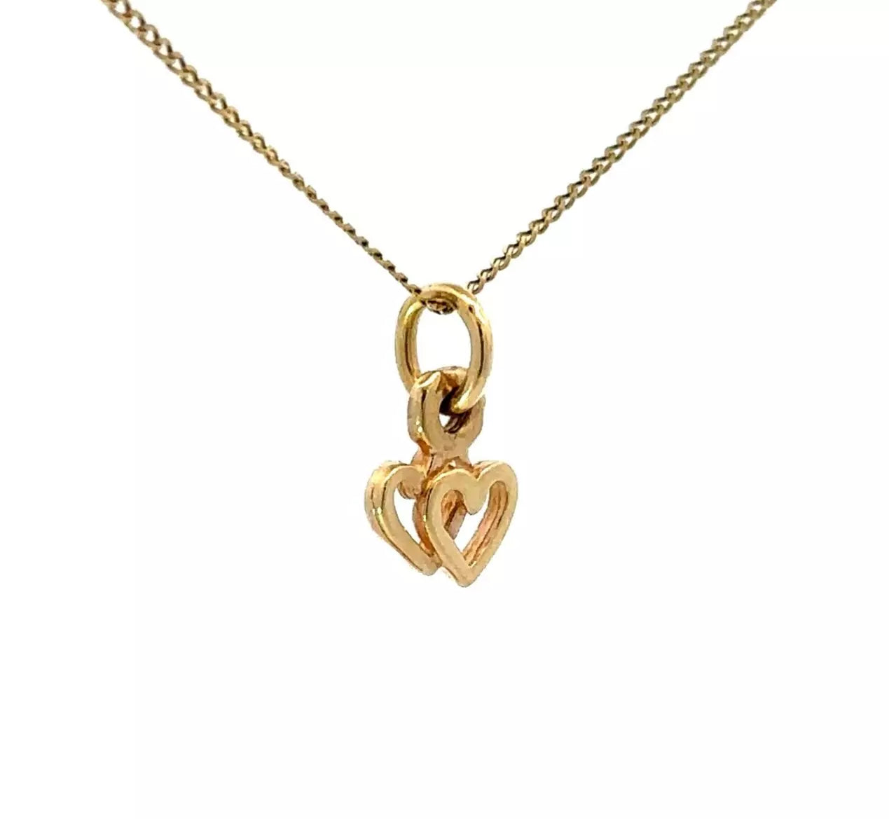 9Ct Yellow Gold Miniature Hearts Charm Pendant