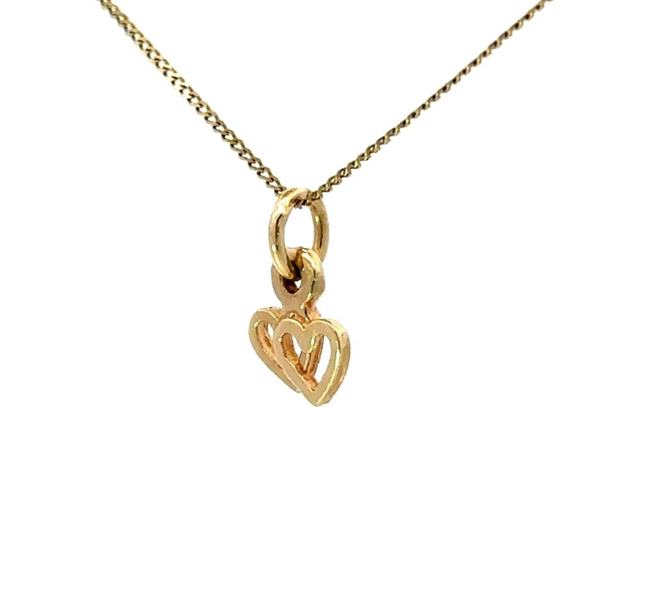 9Ct Yellow Gold Miniature Hearts Charm Pendant