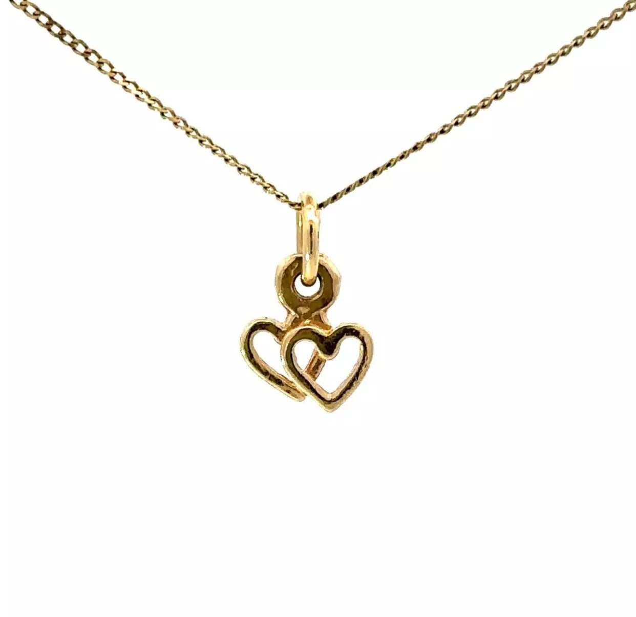 9Ct Yellow Gold Miniature Hearts Charm Pendant