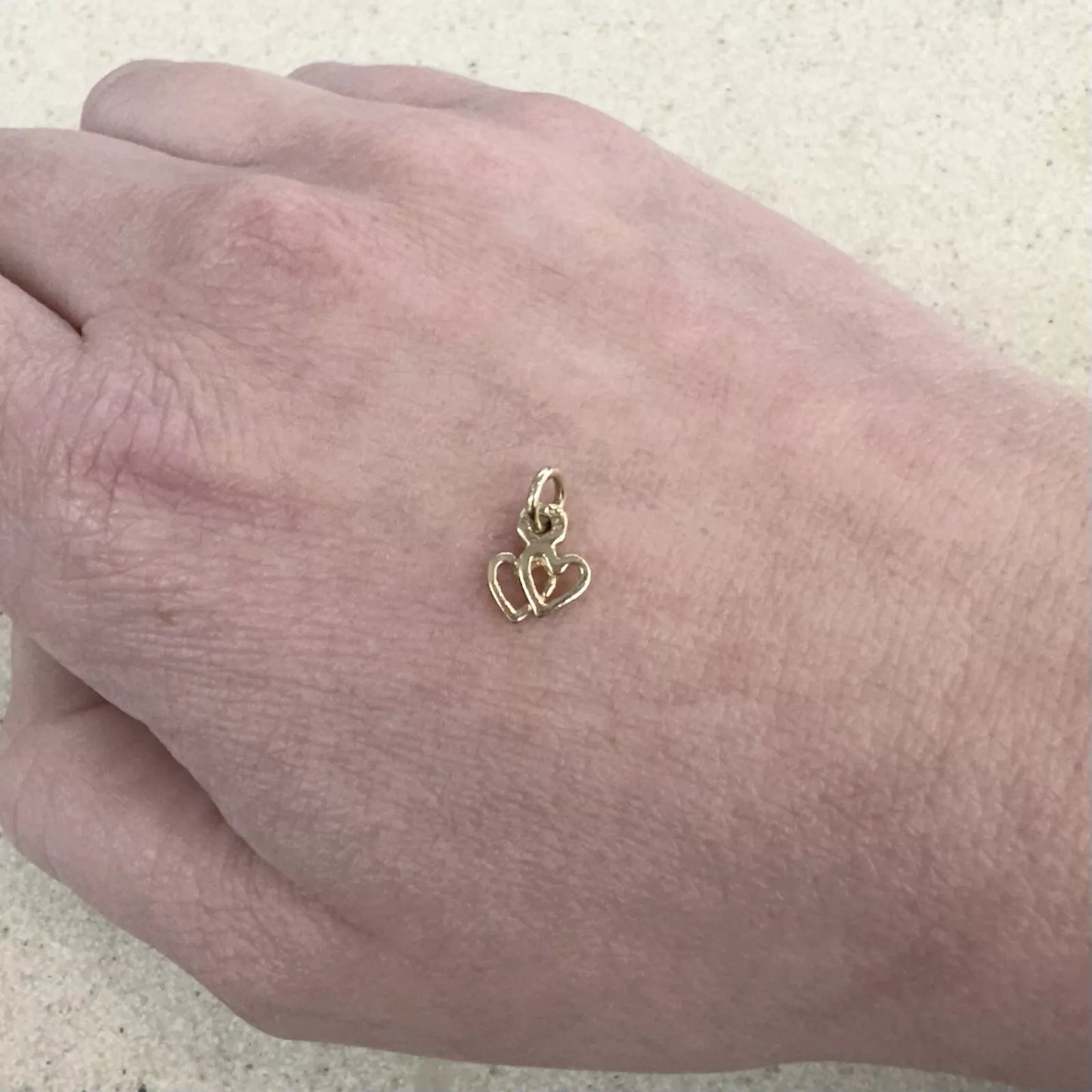 9Ct Yellow Gold Miniature Hearts Charm Pendant