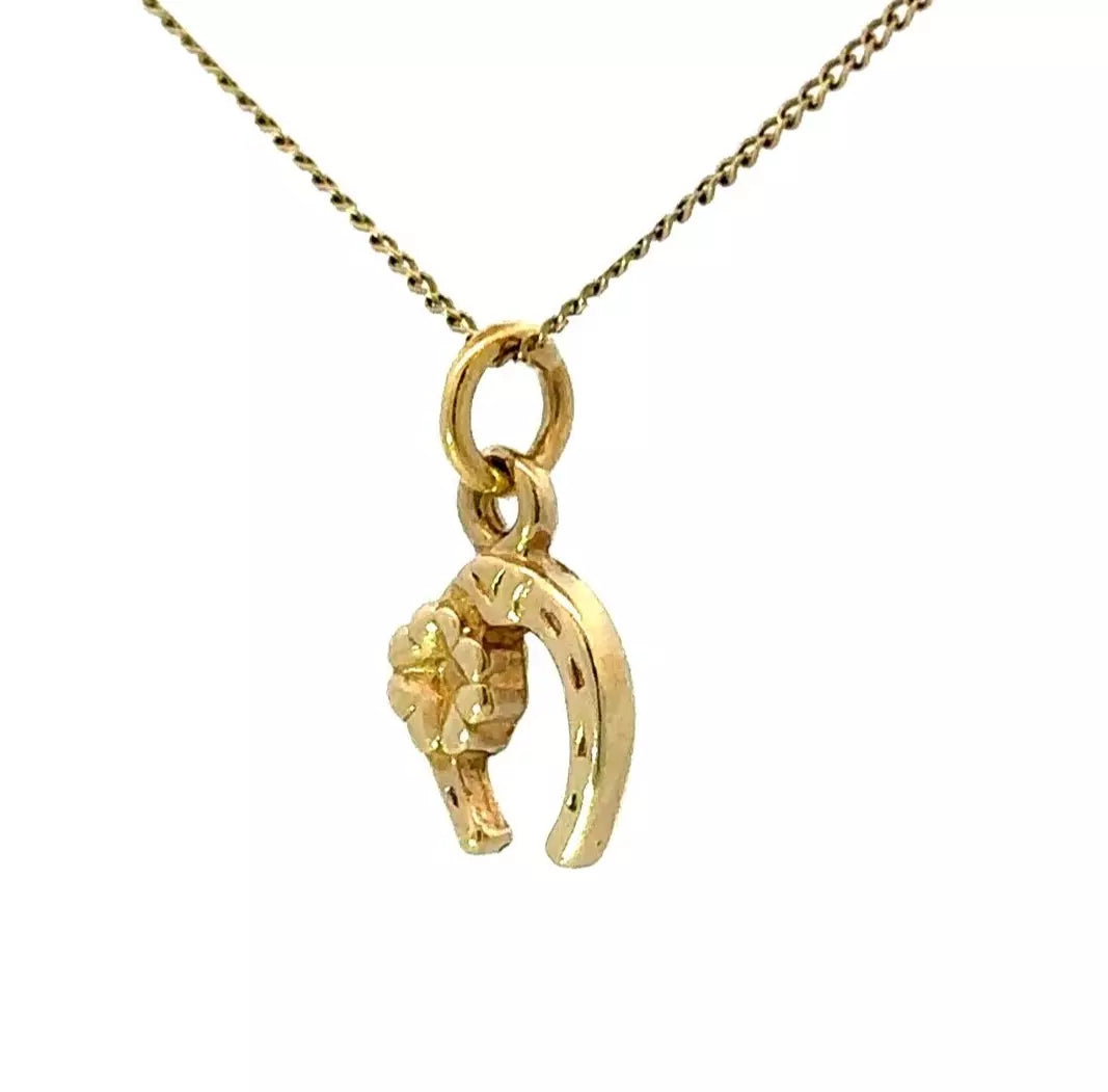 9Ct Yellow Gold Miniature Horseshoe Charm Pendant