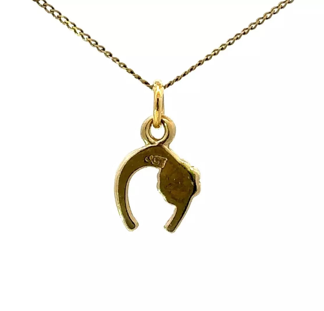 9Ct Yellow Gold Miniature Horseshoe Charm Pendant