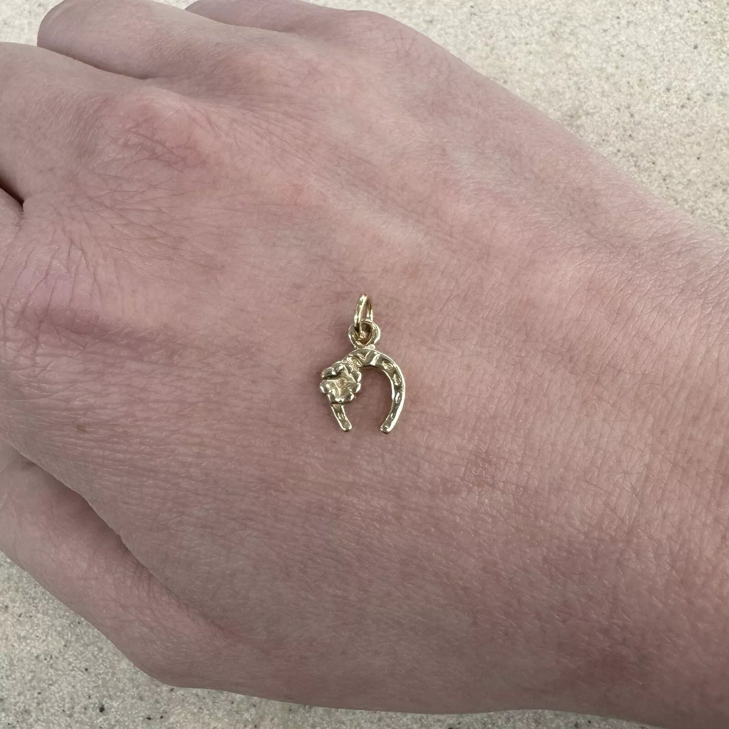 9Ct Yellow Gold Miniature Horseshoe Charm Pendant