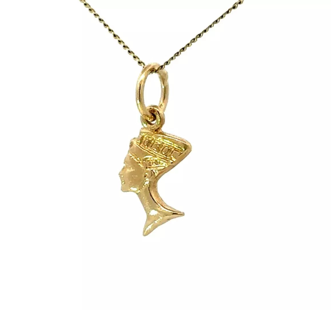 9Ct Yellow Gold Miniature Queen Nefertiti Charm Pendant