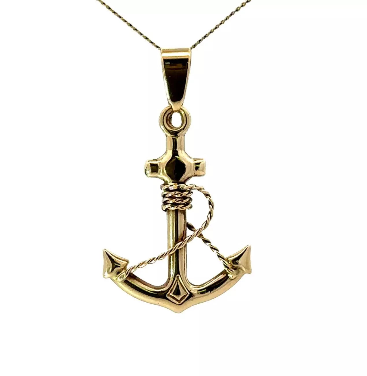 9Ct Yellow Gold Anchor Charm Pendant