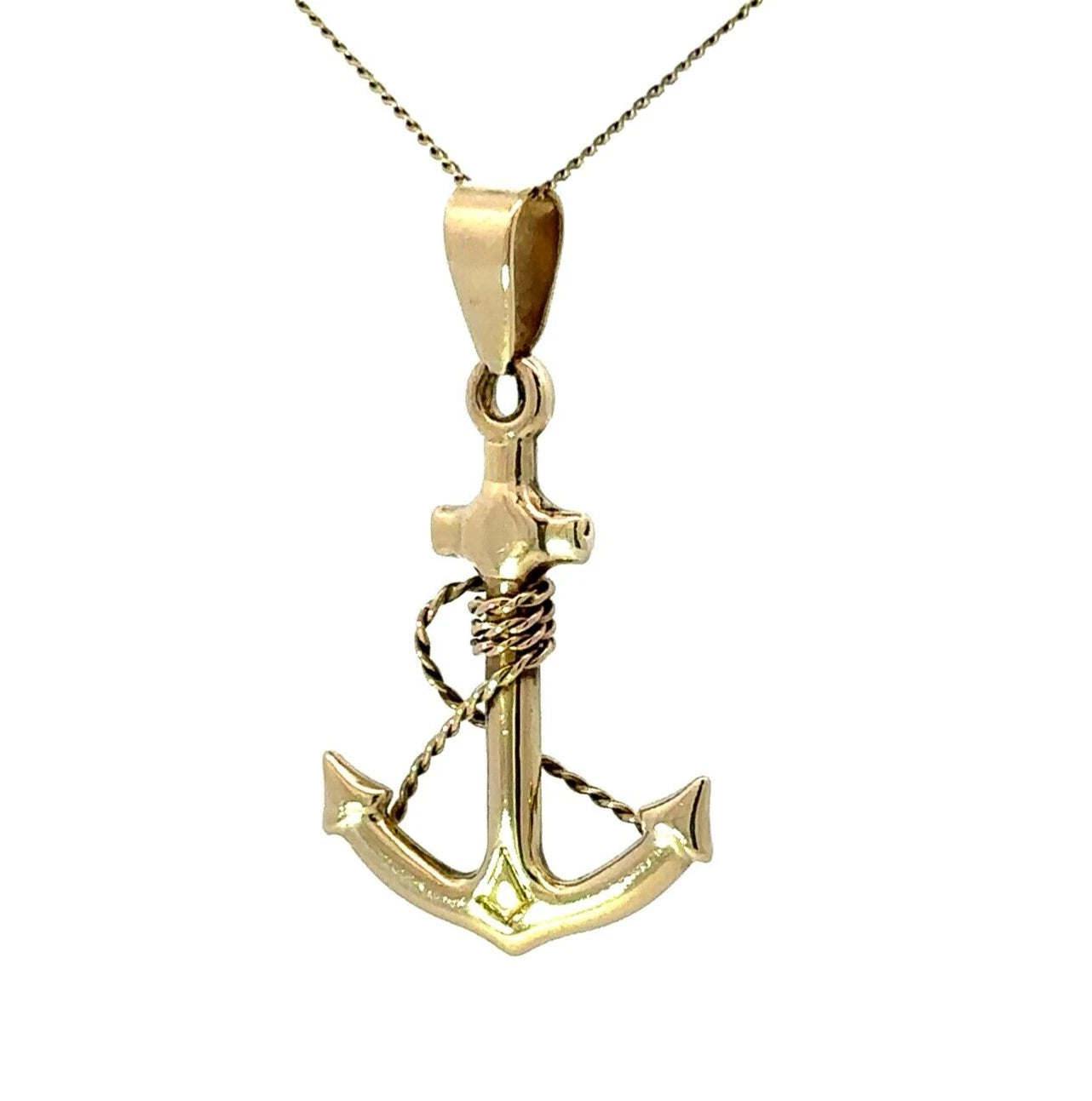 9Ct Yellow Gold Anchor Charm Pendant