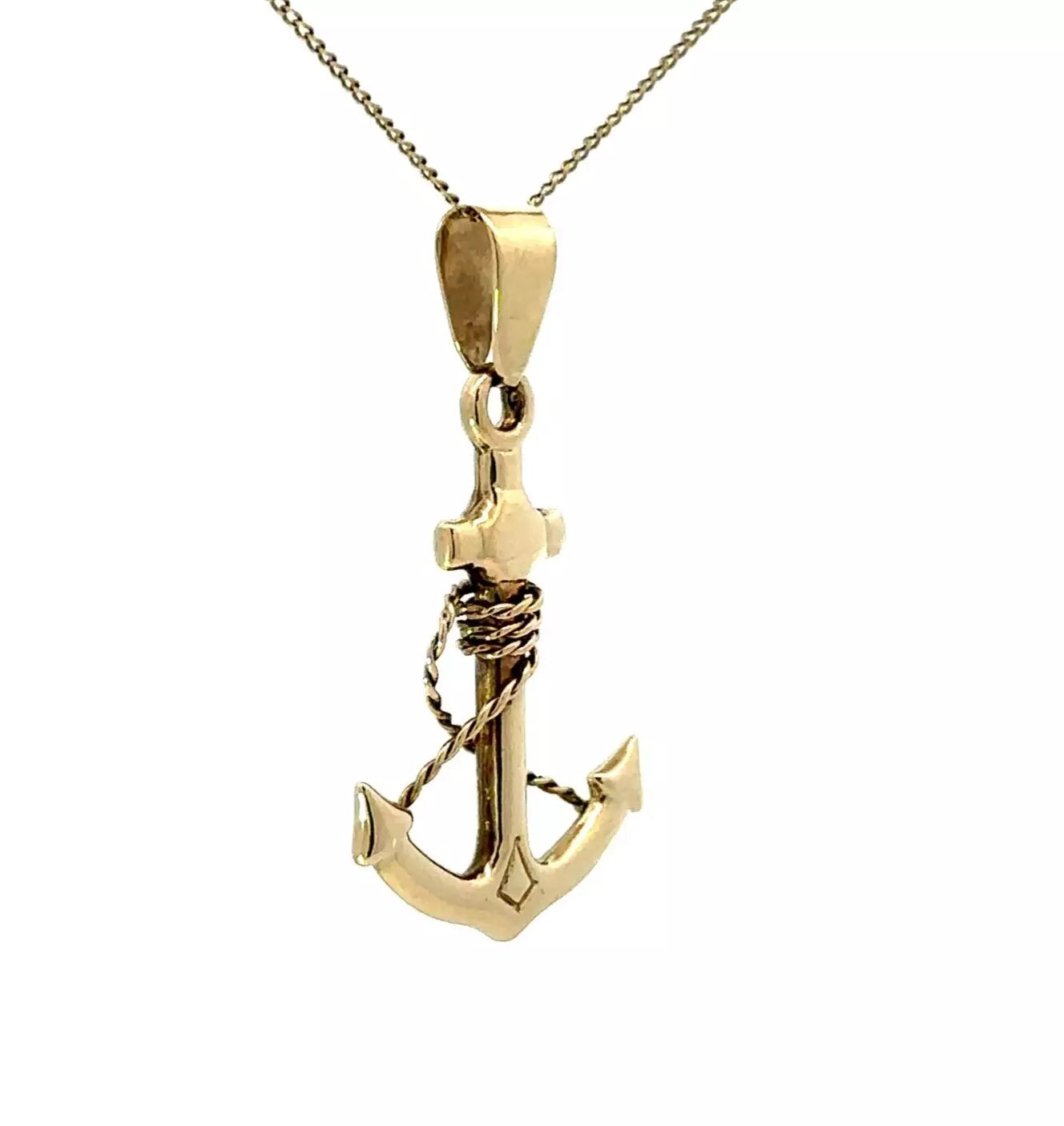 9Ct Yellow Gold Anchor Charm Pendant